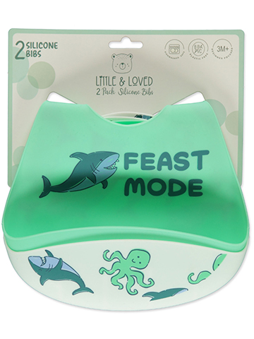 Little & Loved Baby Boys' 2-Piece Silicone Bibs - CookiesKids.com