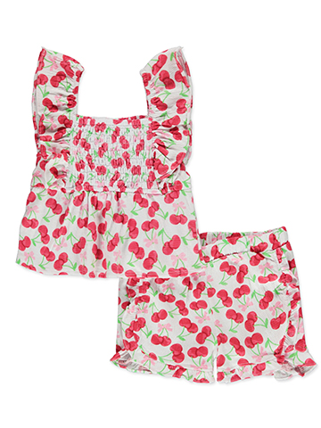 Real Love Baby Girls' 2-Piece Cherry Shorts Set Outfit - CookiesKids.com
