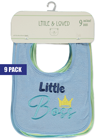 Little & Loved Baby Boys' 9-Pack French Terry Bibs - CookiesKids.com