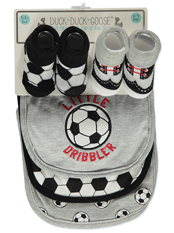 Duck Duck Goose Baby Boys' 5-Piece Booties & Bibs Set - CookiesKids.com