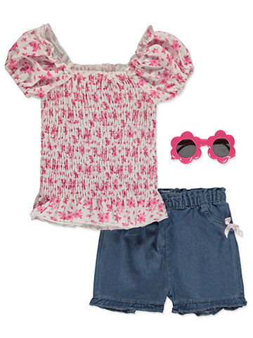 Real Love Girls' 3-Piece Chambray Shorts Set Outfit - CookiesKids.com
