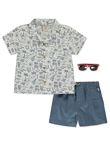 Dapper Dude Boys' 3-Piece Sunglasses Shorts Set Outfit - CookiesKids.com