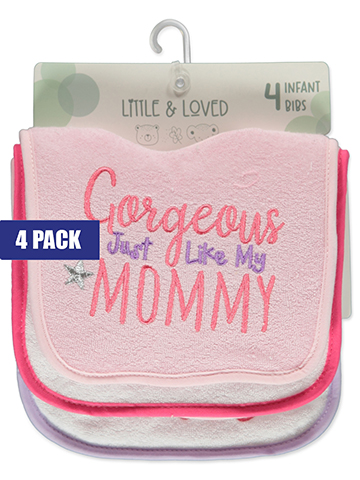Little & Loved Baby Girls' 4-Pack French Terry Bibs - CookiesKids.com