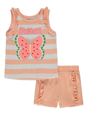 Real Love Girls' 2-Piece Butterfly Shorts Set Outfit - CookiesKids.com