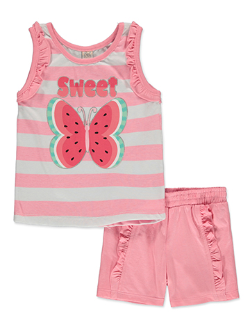 Real Love Girls' 2-Piece Butterfly Shorts Set Outfit - CookiesKids.com
