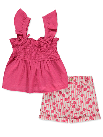 Real Love Girls' 2-Piece Cherry Shorts Set Outfit - CookiesKids.com