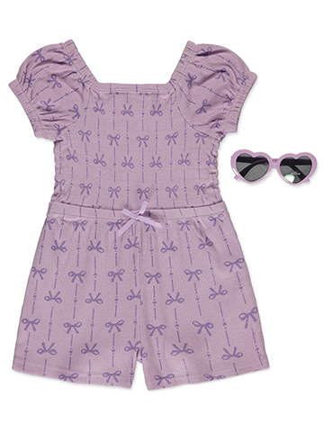Real Love Girls' 2-Piece Romper Sunglasses Set Outfit - CookiesKids.com