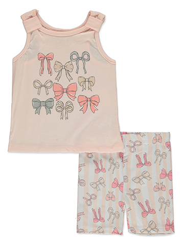 Real Love Girls' 2-Piece Bow Bike Shorts Set Outfit - CookiesKids.com