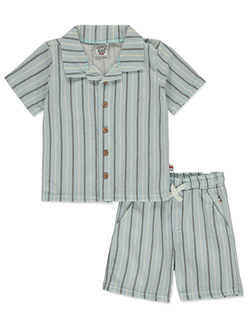 Dapper Dude Boys' 2-Piece Stripe Shorts Set Outfit - CookiesKids.com