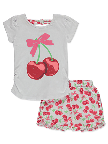 Real Love Girls' 2-Piece Cherry Shorts Set Outfit - CookiesKids.com