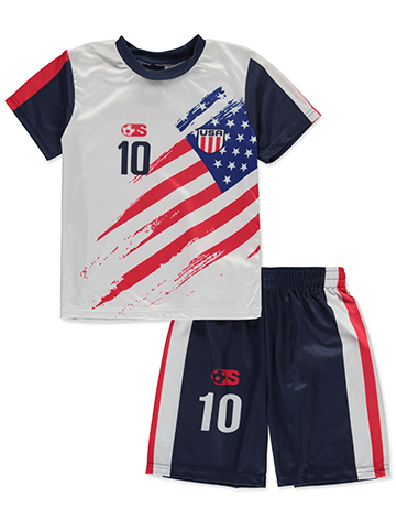 Quad Seven Boys' 2-Piece Soccer USA Jersey Set Outfit - CookiesKids.com