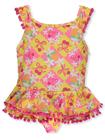 Pink Platinum Girls' Tropical Flower 1-Piece Swimsuit - CookiesKids.com