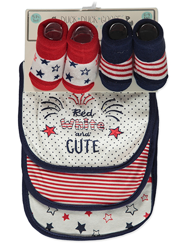 Duck Duck Goose Baby Boys' 5-Piece Bibs & Booties Set - CookiesKids.com