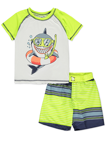 Boys' Shark Graphic Swim Shirt and Shorts Set - CookiesKids.com