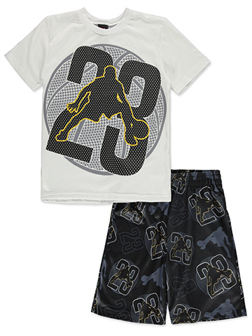 Quad Seven Boys' Basketball Graphic T-Shirt and Shorts Set - CookiesKids.com