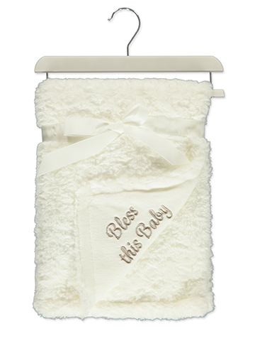 Little & Loved Bless This Baby Soft Plush Blanket - CookiesKids.com