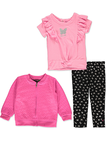 Girls' Butterfly Quilted Jacket Set - CookiesKids.com