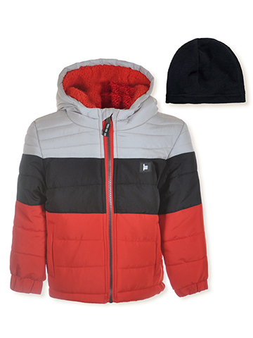 London Fog Boys' 2-Piece Puffer Jacket Hat Set - CookiesKids.com