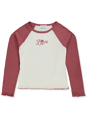 Beautees Girls' Sequin Love Raglan T-Shirt - CookiesKids.com
