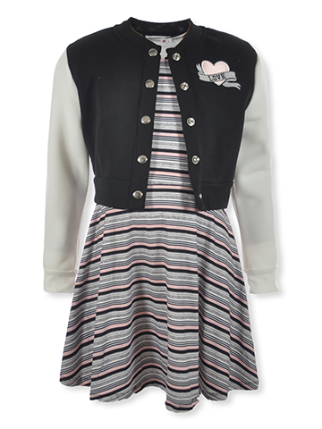 Beautees Girls' 2-Piece Varsity Dress Set Outfit - CookiesKids.com