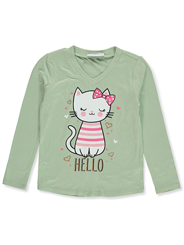 Beautees Girls' Long-Sleeved Kitty T-Shirt - CookiesKids.com