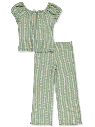 Amy Byer Girls' 2-Piece Floral Pants Set Outfit - CookiesKids.com