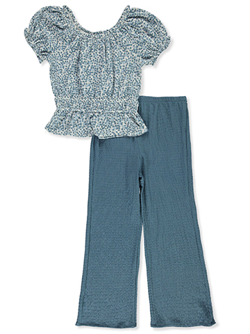 Amy Byer Girls' 2-Piece Flower Pants Set Outfit - CookiesKids.com