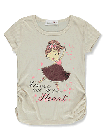 Beautees Girls' Flip Sequin Dance T-Shirt - CookiesKids.com