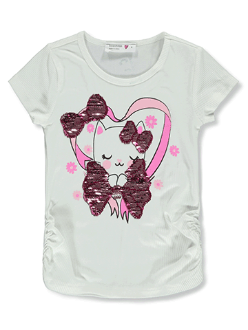 Beautees Girls' Flip Sequin Kitten T-Shirt - CookiesKids.com