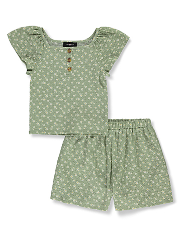 Amy Byer Girls' 2-Piece Wildflower Shorts Set Outfit - CookiesKids.com