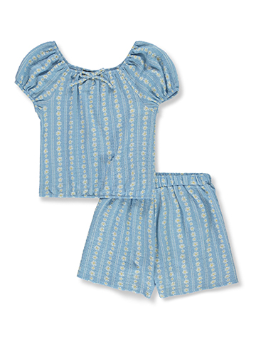 Amy Byer Girls' 2-Piece Floral Shorts Set Outfit - CookiesKids.com