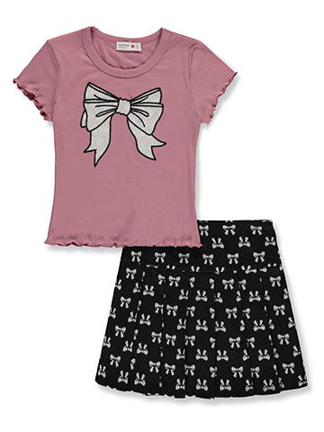 Beautees Girls' 2-Piece Butterfly Skirt Set Outfit - CookiesKids.com