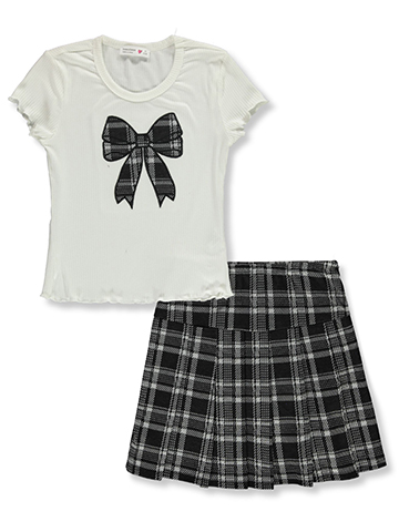 Beautees Girls' 2-Piece Bow Skirt Set Outfit - CookiesKids.com