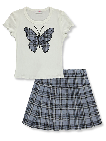 Beautees Girls' 2-Piece Butterfly Skirt Set Outfit - CookiesKids.com