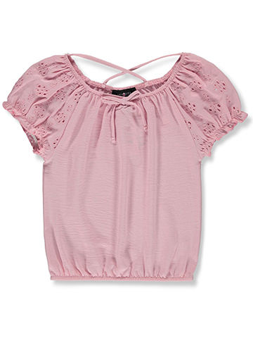 Amy Byer Girls' Laser-Cut Peasant Top - CookiesKids.com