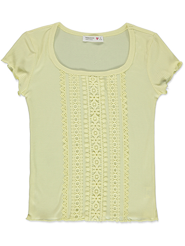 Beautees Girls' Ribbed Frill T-Shirt - CookiesKids.com
