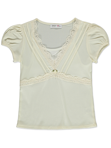 Beautees Girls' Ribbed Frill T-Shirt - CookiesKids.com