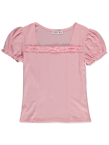 Beautees Girls' Ribbed Frill T-Shirt - CookiesKids.com