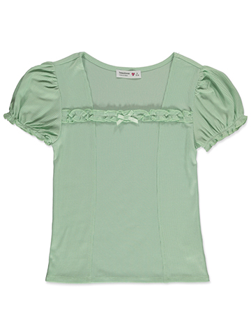 Beautees Girls' Ribbed Frill T-Shirt - CookiesKids.com