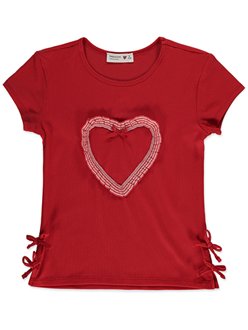 Beautees Girls' Ribbed Heart T-Shirt - CookiesKids.com