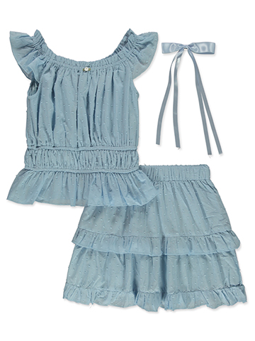 Amy Byer Girls' 3-Piece Tiered Skirt Set Outfit - CookiesKids.com