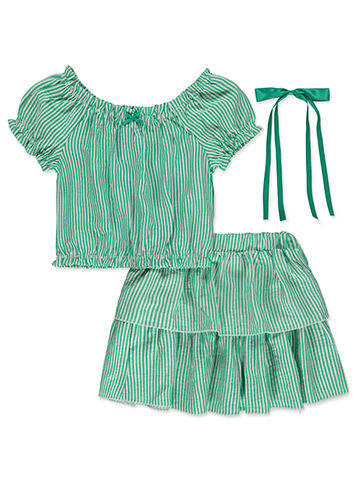 Beautees Girls' 3-Piece Tiered Skirt Set Outfit - CookiesKids.com