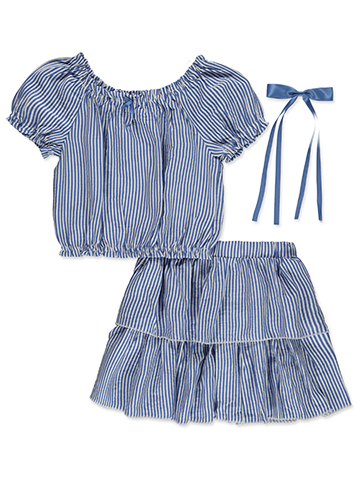 Beautees Girls' 3-Piece Tiered Skirt Set Outfit - CookiesKids.com