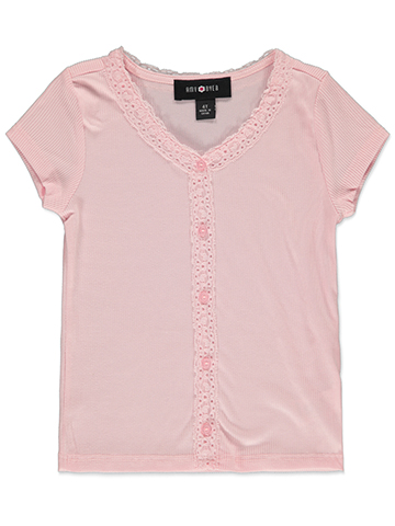 Amy Beyer Pink Ribbed Tee with Lace Trim - CookiesKids.com