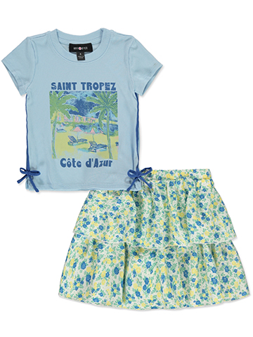 Amy Beyer Saint Tropez Tee and Floral Skirt Set - CookiesKids.com