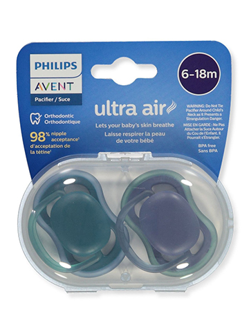 Philips 2-Pack Orthodontic Ultra Air Flow Pacifiers - CookiesKids.com
