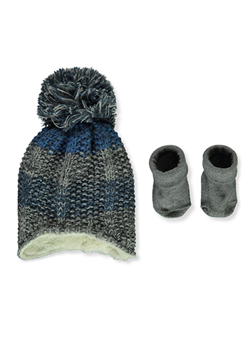 First Steps Baby Boys' 2-Piece Hat & Booties Set - CookiesKids.com