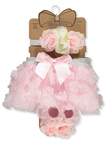 First Steps Baby Girls' 3-Piece Headband & TuTu Set - CookiesKids.com