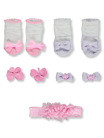 First Steps Baby Girls' 7-Piece Socks Headbands Hairclips Set - CookiesKids.com