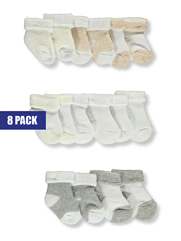 Koala Baby Baby Girls' 8-Pack French Terry Cuffed Socks - CookiesKids.com